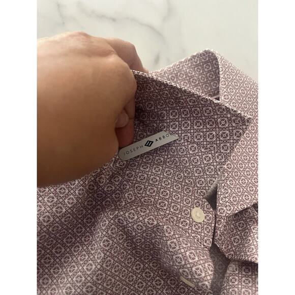 Joseph Abboud Short Sleeved Button Down Modern Fit Red Argyle Pattern Men's XL - Picture 6 of 6